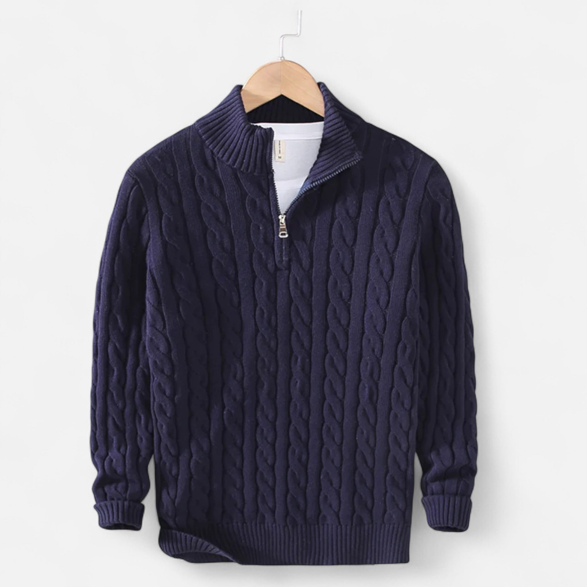 ValantoMode | Men’s Cable Knit Quarter-Zip Sweater