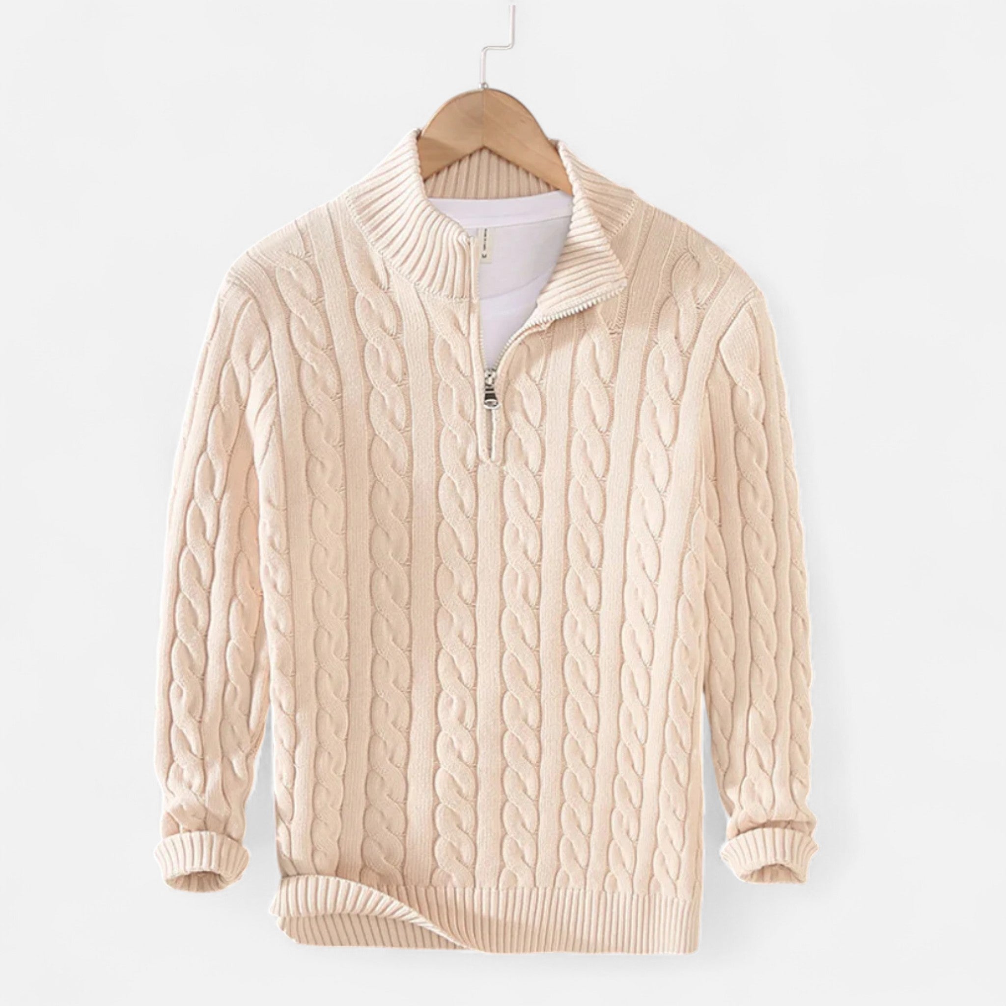 ValantoMode | Men’s Cable Knit Quarter-Zip Sweater