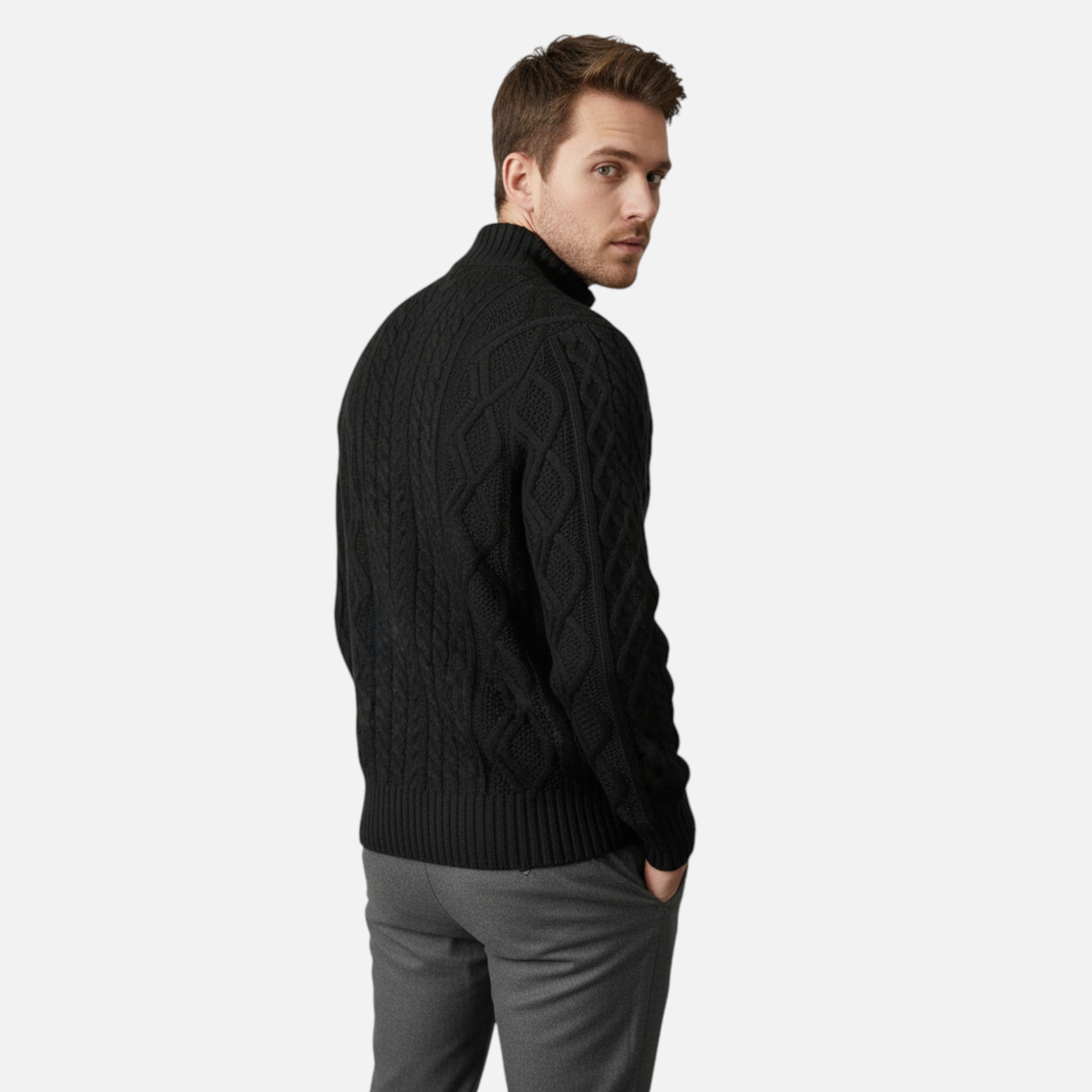 ValantoMode | Men’s Zip-Up Soft-Knit Pullover