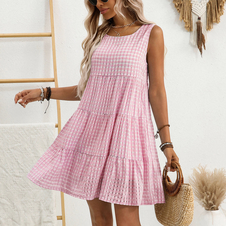 Valantomode | Chic Sleeveless Plaid Mini Dress for Effortless Style