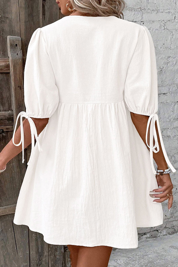 Valantomode | Chic Tie-Front Solid Mini Dress for Effortless Style