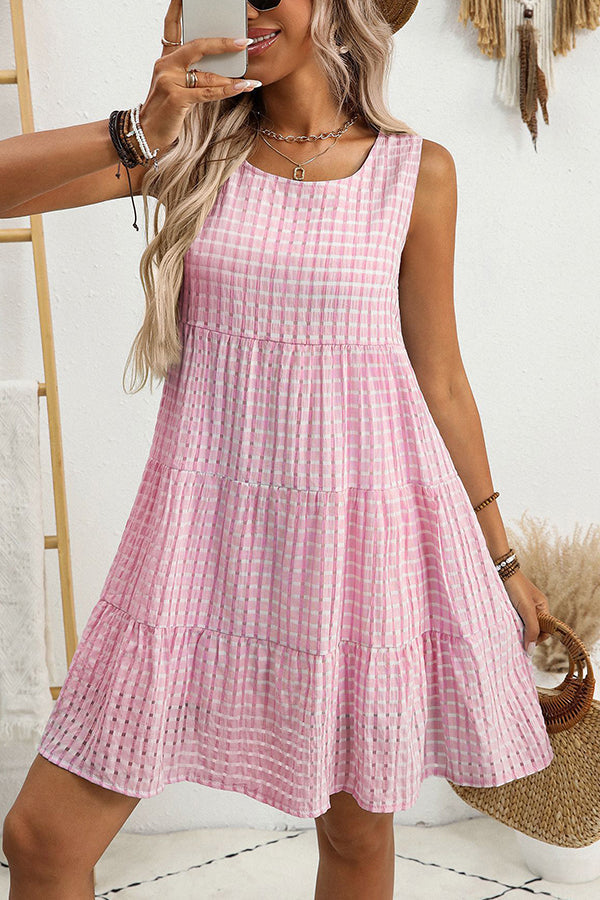 Valantomode | Chic Sleeveless Plaid Mini Dress for Effortless Style