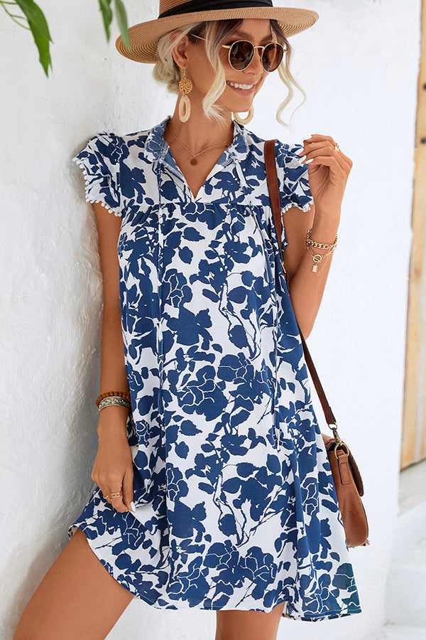 Valantomode | Trendy Ruffled Sleeve Casual Dress with Fashion Prints