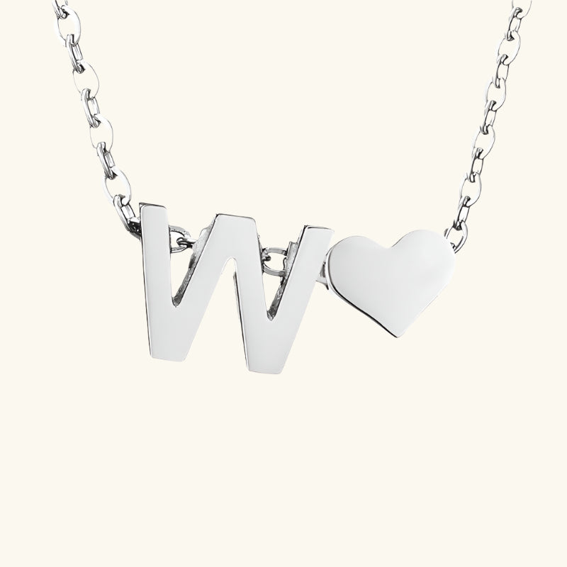 Valantomode | Plated Initial and Heart Charm Necklace for Women