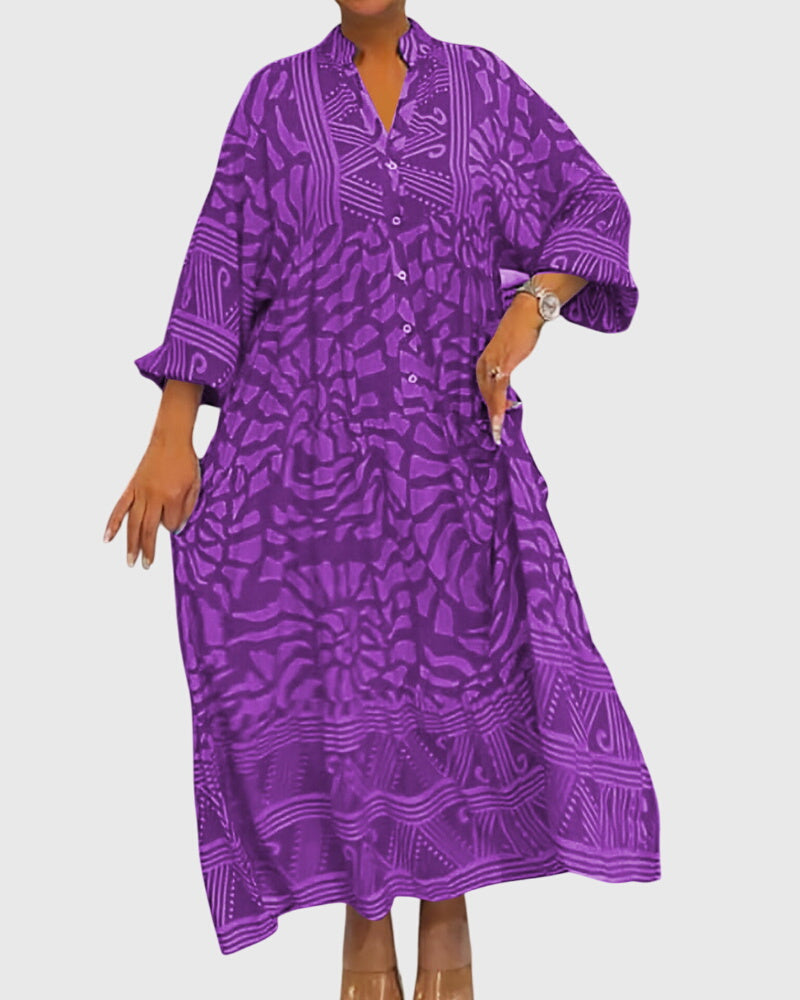 Valantomode | Chic Maxi Dress with Beautiful Print for Any Occasion