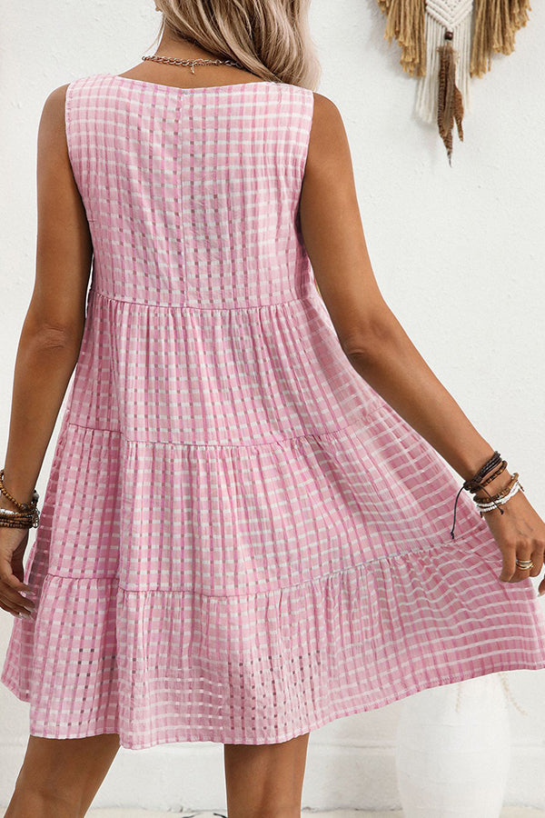 Valantomode | Chic Sleeveless Plaid Mini Dress for Effortless Style