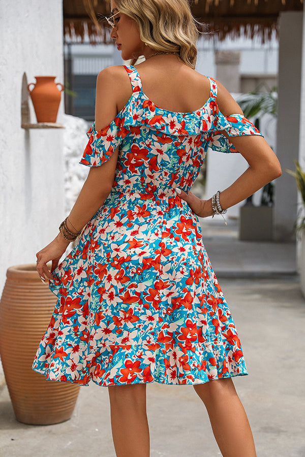 Valantomode | Chic Off-Shoulder Floral Casual Dress for Effortless Style