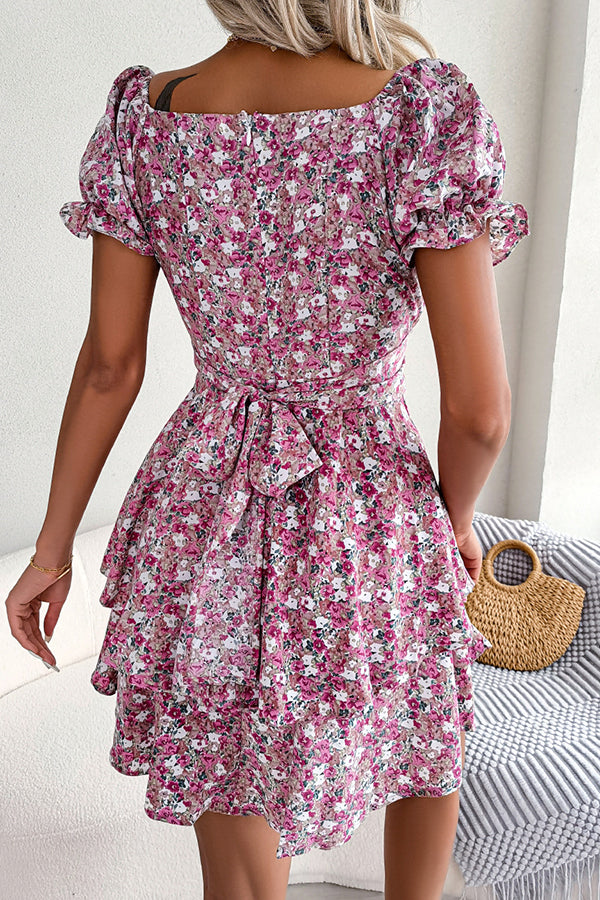 Valantomode | Adorable Floral Print Short Sleeve Casual Dress
