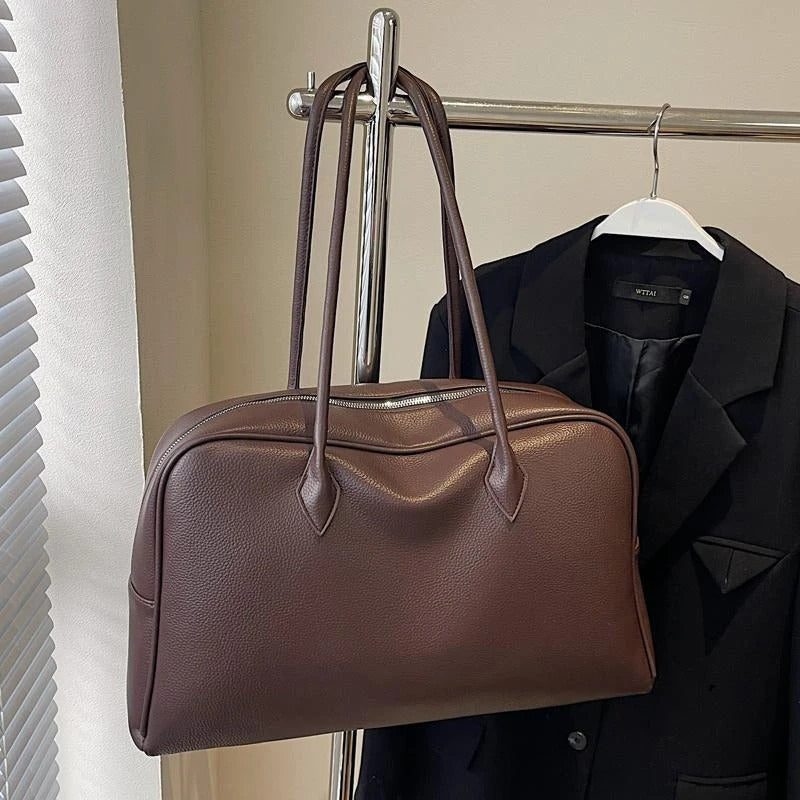 Valantomode | Aura Bowling Courier – Premium Soft Leather-Feel Large Commuter Shoulder Bag