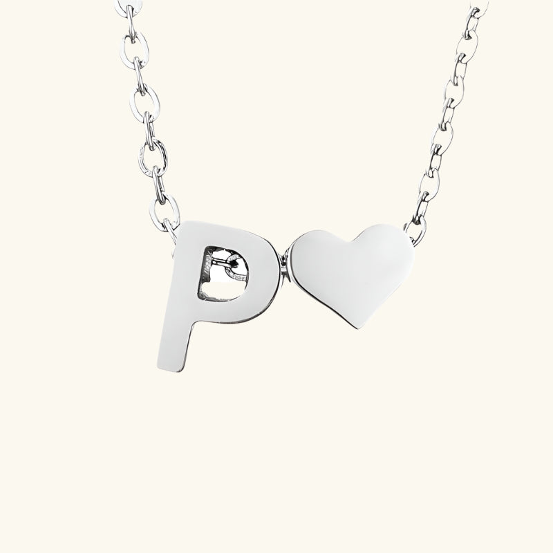Valantomode | Plated Initial and Heart Charm Necklace for Women