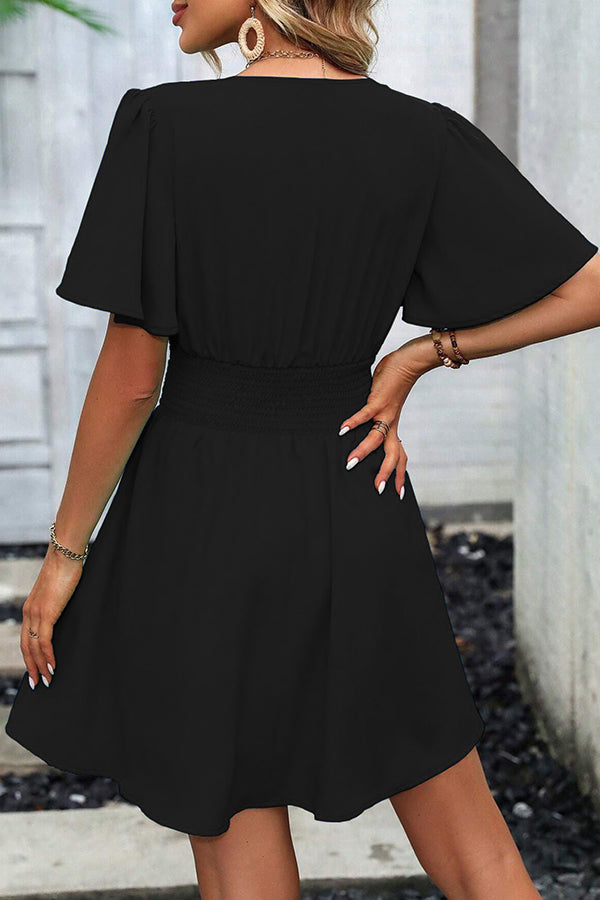 Valantomode | Chic V Neck High Waist Mini Dress for Effortless Style
