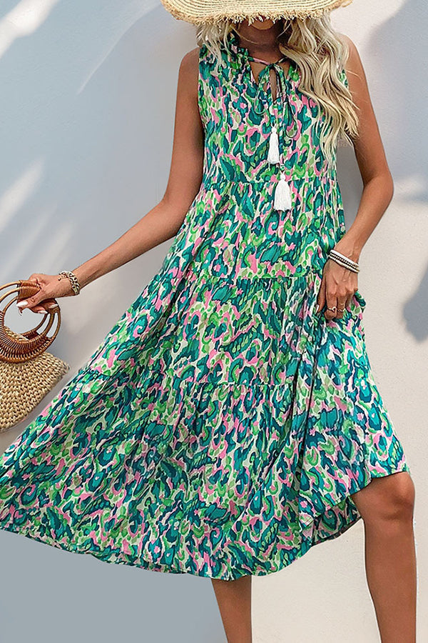 Valantomode | Chic Bohemian Floral Midi Dress for Effortless Style