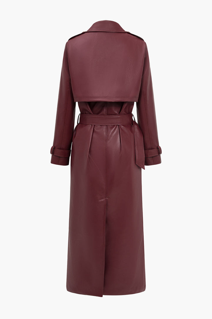 Valantomode | Chic Faux Leather Women's Trench Coat