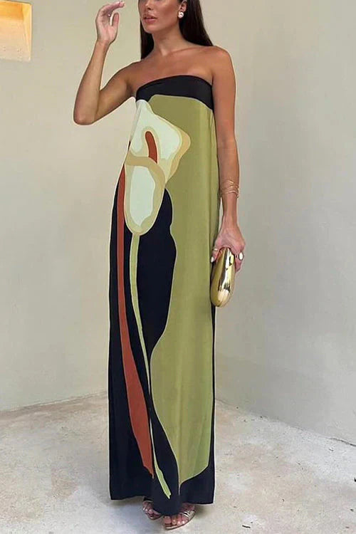Valantomode | Chic Strapless Maxi Dress for Effortless Elegance