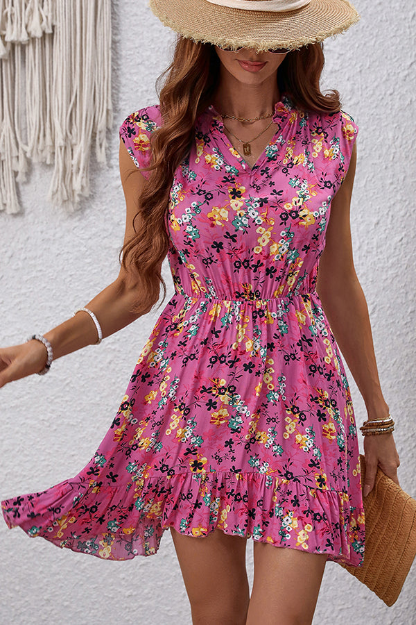 Valantomode | Chic High Waist Floral Mini Dress for Effortless Style