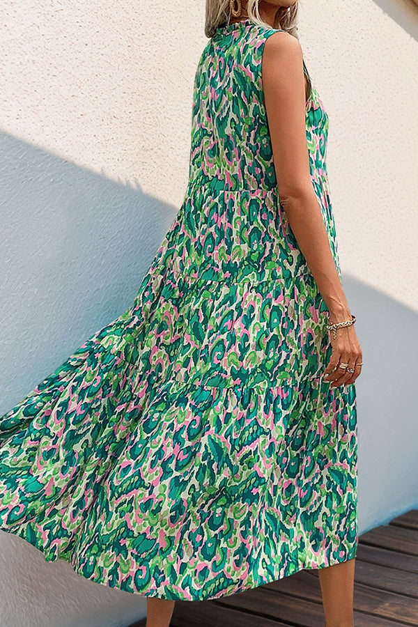 Valantomode | Chic Bohemian Floral Midi Dress for Effortless Style