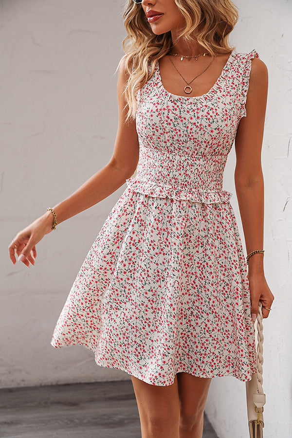 Valantomode | Floral Smocked Waist Casual Dress for Effortless Style