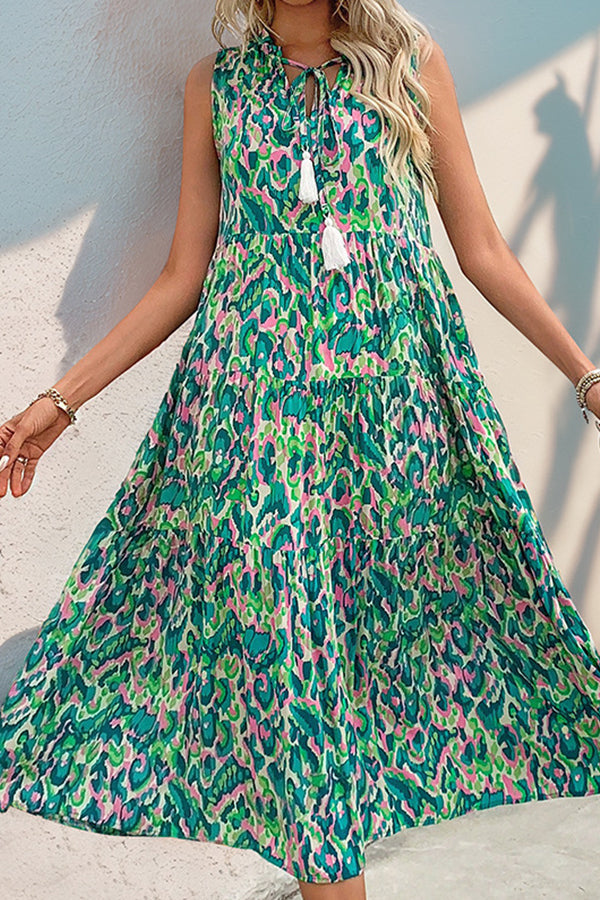 Valantomode | Chic Bohemian Floral Midi Dress for Effortless Style