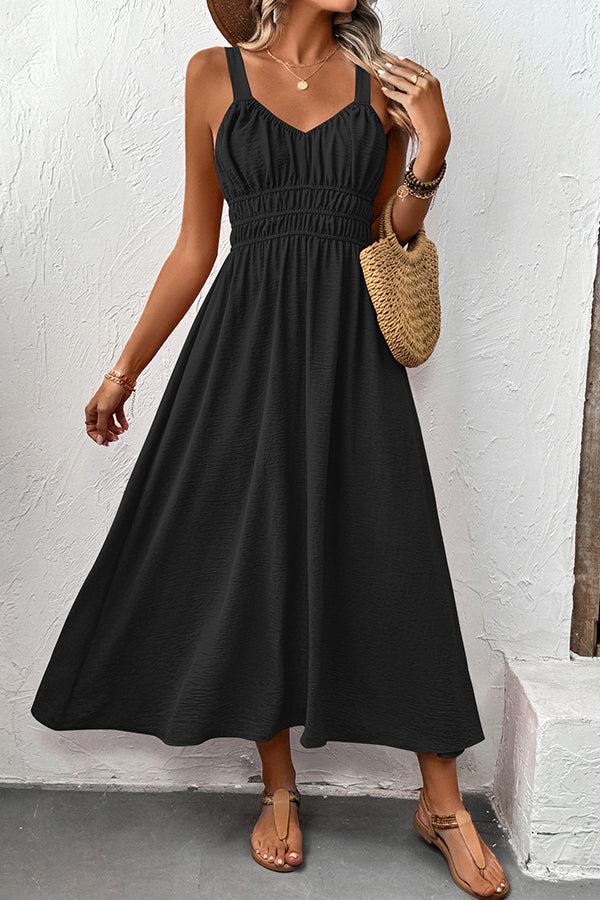 Valantomode | V Neck Solid Casual Dress for Effortless Beach Style