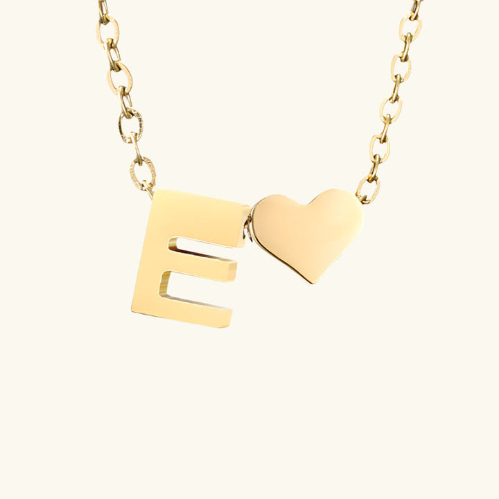 Valantomode | Plated Initial and Heart Charm Necklace for Women