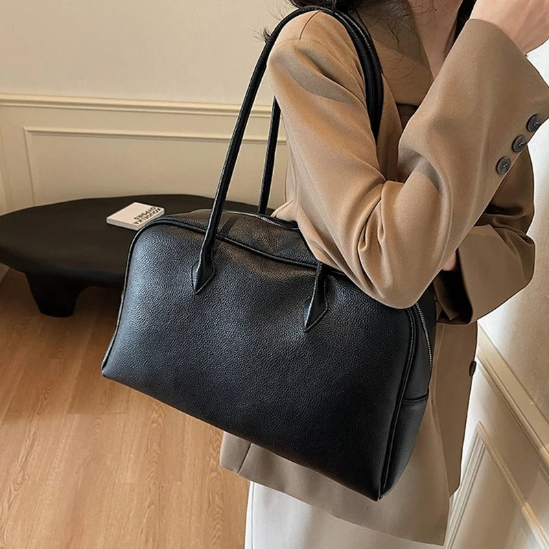 Valantomode | Aura Bowling Courier – Premium Soft Leather-Feel Large Commuter Shoulder Bag