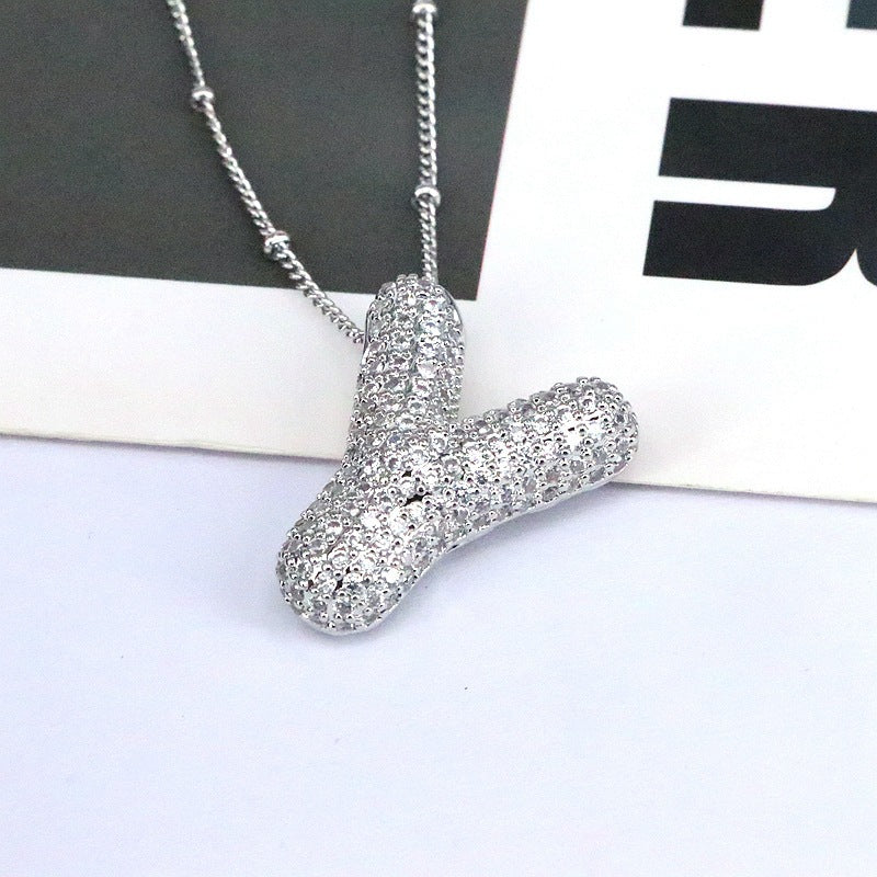 Valantomode | Gold Plated Bubble Initial Necklace for Women