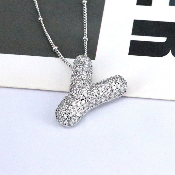 Valantomode | Gold Plated Bubble Initial Necklace for Women