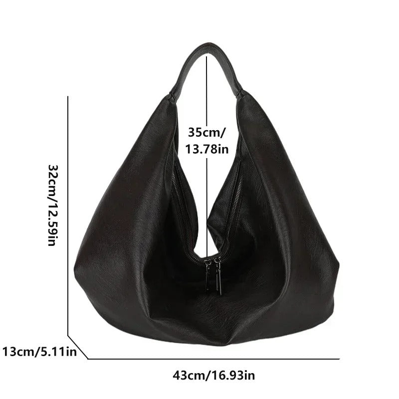 Valantomode | Serene Slouch Executive – Premium Soft Leather Large Hobo & Crossbody Bag