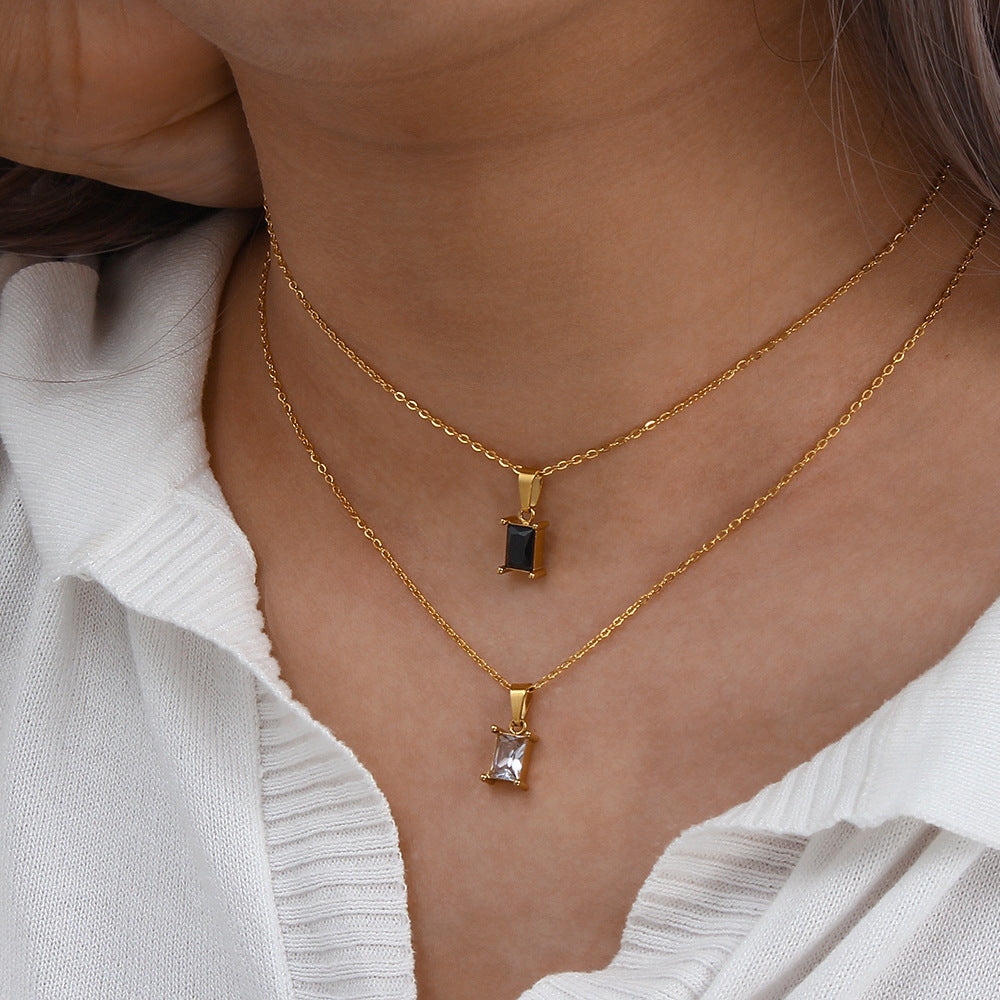 Valantomode | Plated Natalie Necklace with Geometric Prismatic Architecture and Refractive Assets