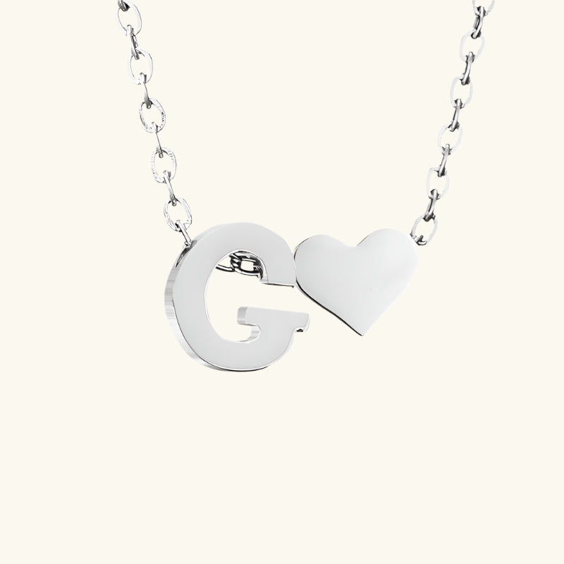 Valantomode | Plated Initial and Heart Charm Necklace for Women