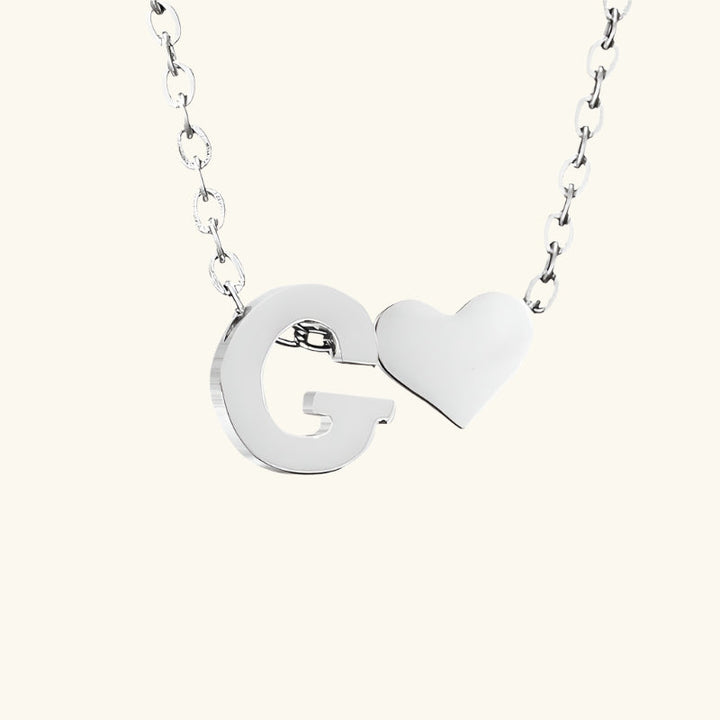 Valantomode | Plated Initial and Heart Charm Necklace for Women