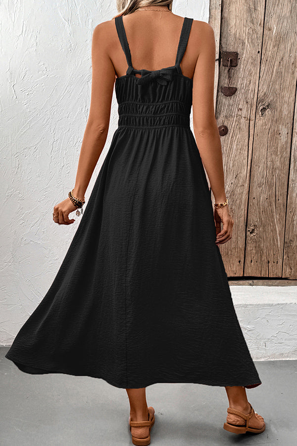 Valantomode | V Neck Solid Casual Dress for Effortless Beach Style