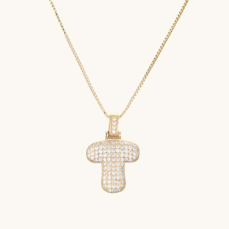 Valantomode | Plated Letter Luxe Necklace with Alphanumeric Architecture and Refractive Assets