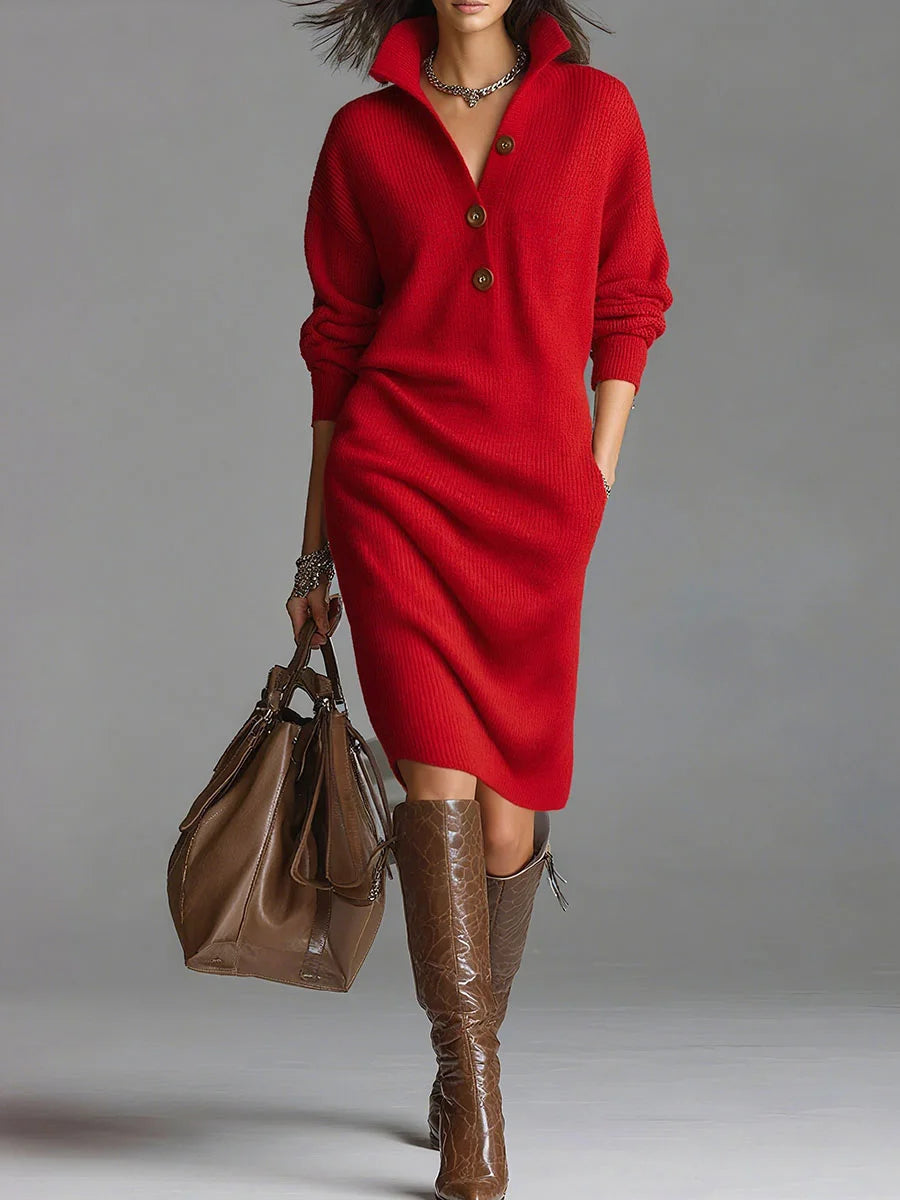 Valantomode | Stylish Ribbed Midi Dress for Effortless Everyday Wear