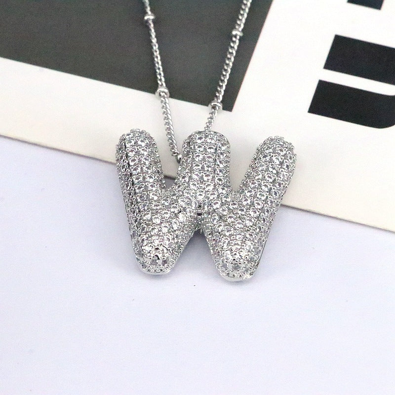 Valantomode | Gold Plated Bubble Initial Necklace for Women