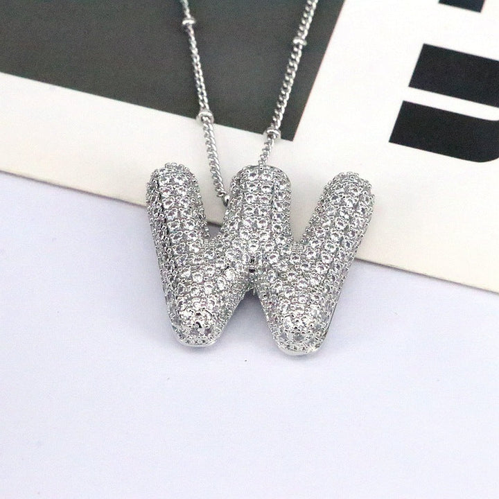 Valantomode | Gold Plated Bubble Initial Necklace for Women