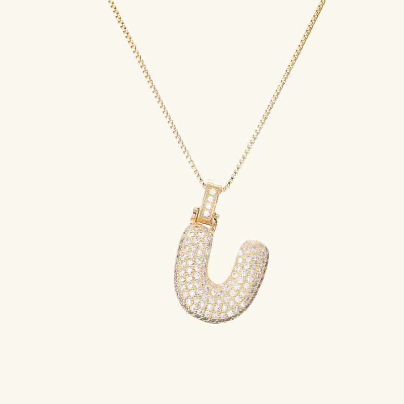 Valantomode | Plated Letter Luxe Necklace with Alphanumeric Architecture and Refractive Assets