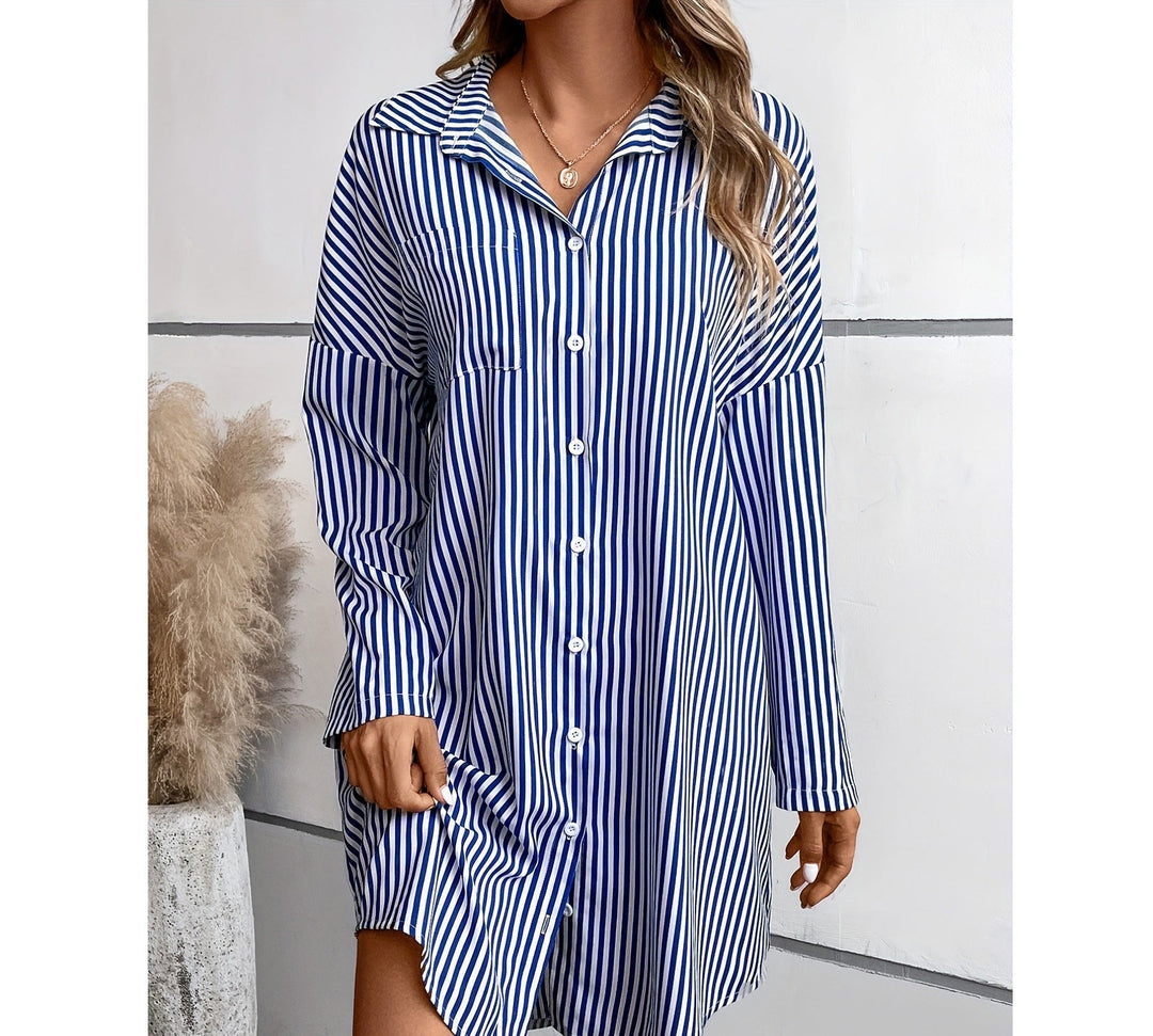 Valantomode | Stylish Striped Dress with Practical Pockets for Women