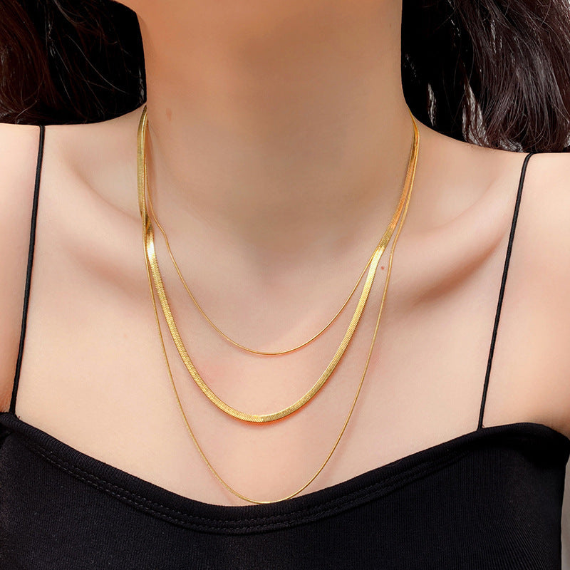 Valantomode | Triple Radiant Focal Array – High-Lustre Gold Plated Triple Layered Multi-Length Command Necklace