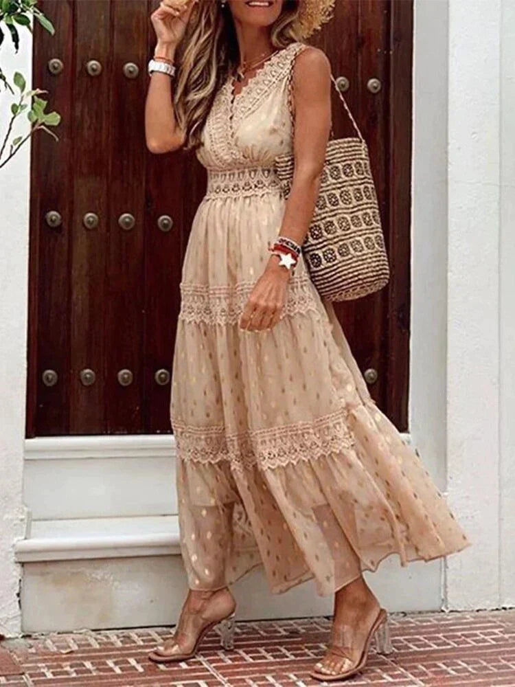 Valantomode | Lace Long Dress for a Sophisticated Evening Look