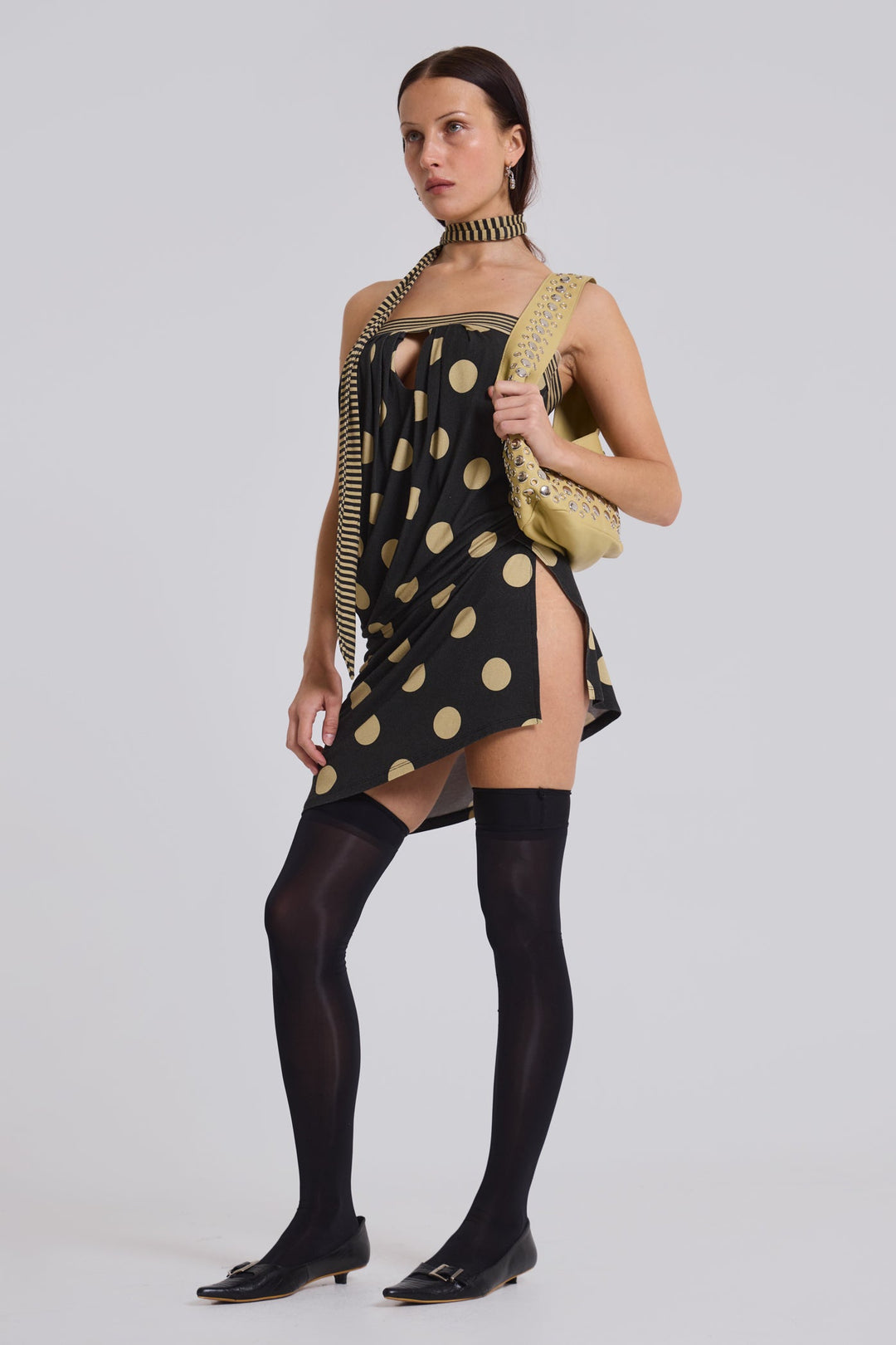 Valantomode | Chic Strapless Mini Dress with Polkadot Stripes for Summer