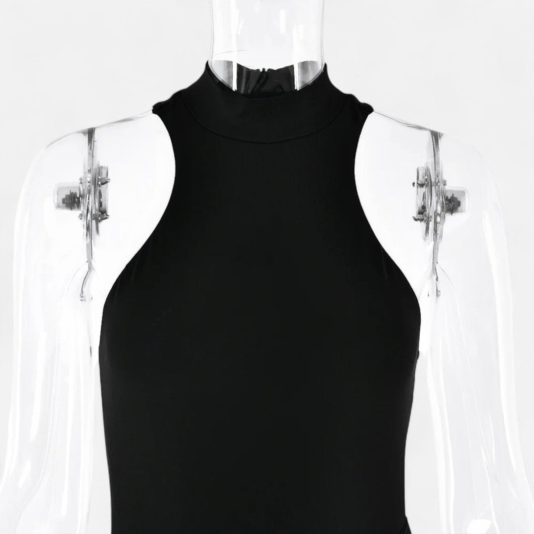 Valantomode | Women’s Satin Cut-Out Maxi Dress Silky Grace Sculpted Elegance