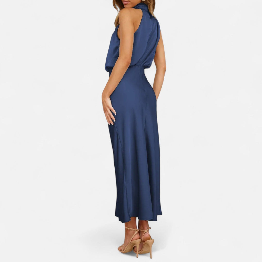 Valantomode | Women’s Satin A-Line Sleeveless Long Dress