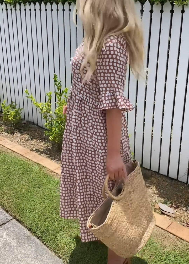 Valantomode | Midi Dress with Short Sleeves