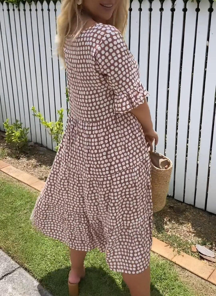 Valantomode | Midi Dress with Short Sleeves