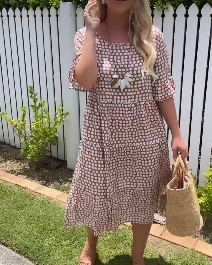 Valantomode | Midi Dress with Short Sleeves