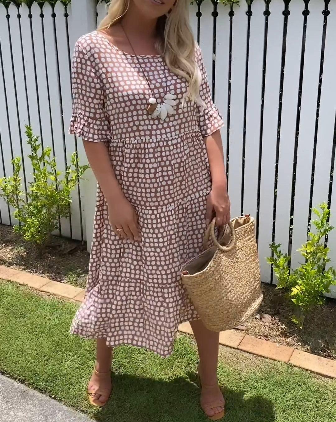 Valantomode | Midi Dress with Short Sleeves