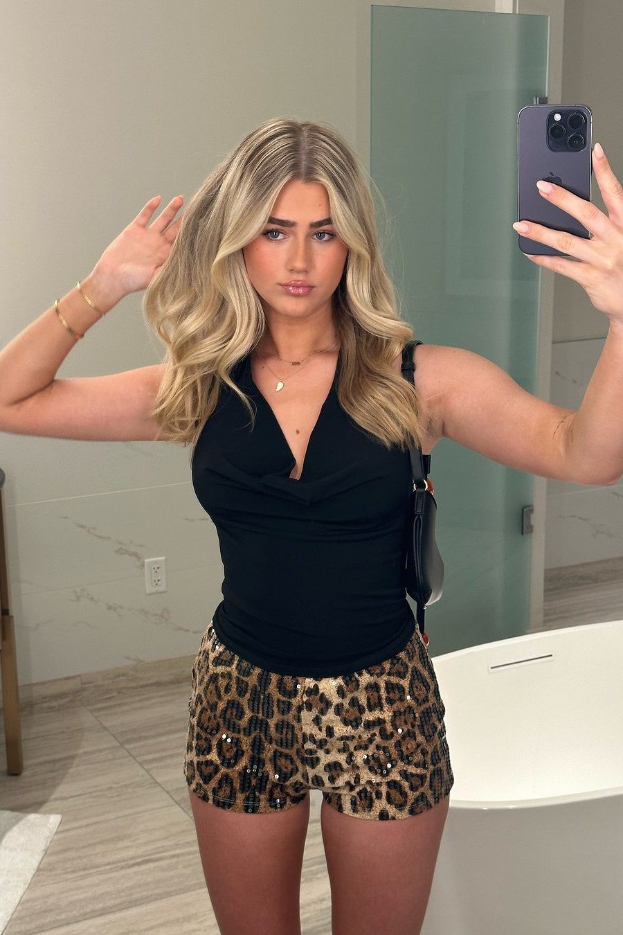 Valantomode | Sparkling Leopard Print Low Rise Sequin Shorts
