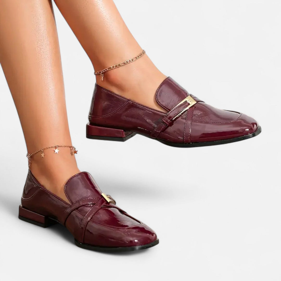 Valantomode | Women’s Burgundy Loafers with a Single Strap
