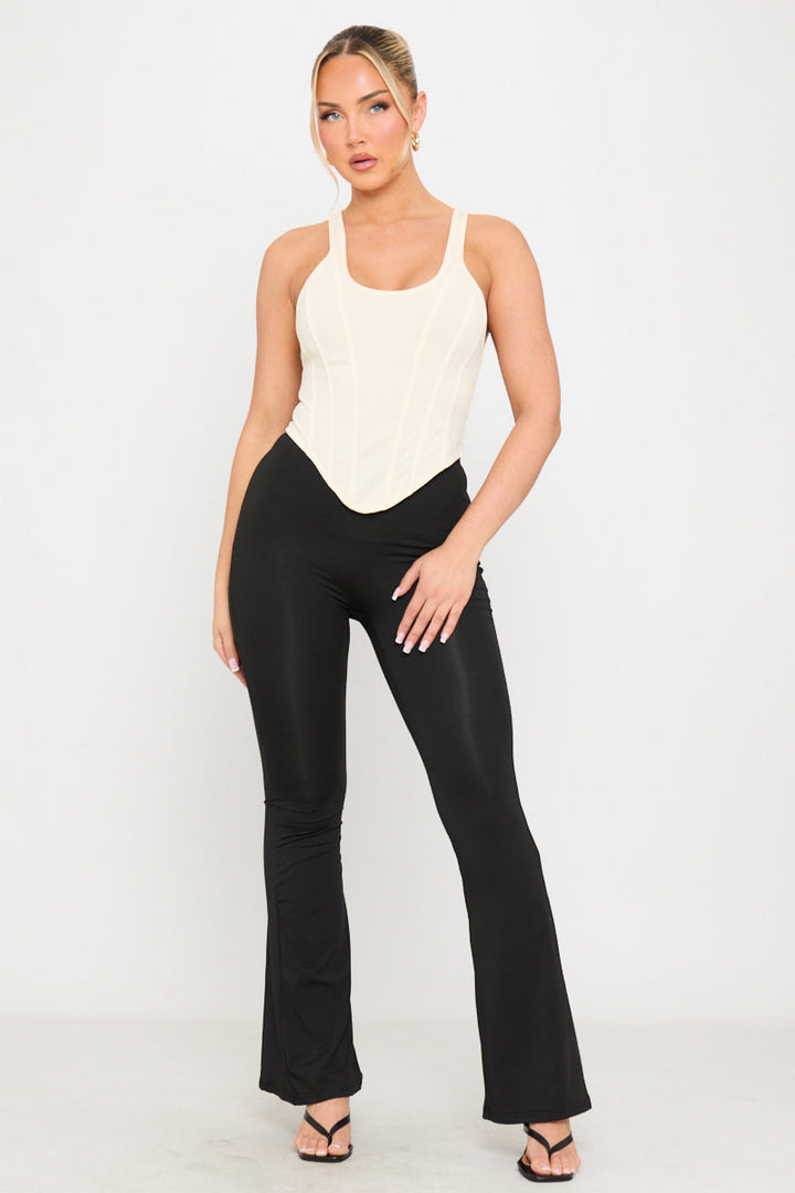 Valantomode | Chic Black High Waist Flared Leggings for Effortless Style